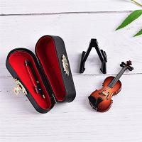 Mini Violín Hecho a Mano Instrumento Musical De Madera Adorno Decorativo Soporte Incluido Modelo Miniatura Regalo Ideal - details 0