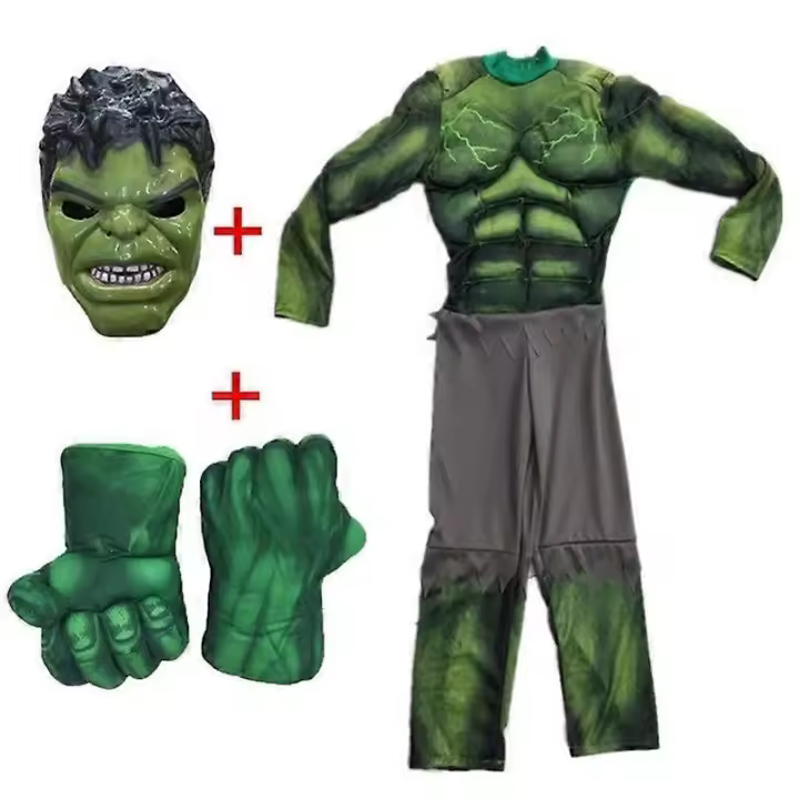2025 niño verde héroe gigante muscular disfraces de Halloween Fancy Niños superhéroes carnaval Cosplay ropa máscara niños Navidad regalos - 1