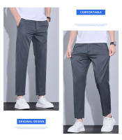 Pantalones Casuales Para Hombre De Verano Largo Hasta El Tobillo Ajustados Color Sólido Moda Fitted Cierre Elástico Talla 28-38 - details 15