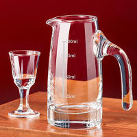Dispensador De Whiskey Europeo De 4oz Baijiu Vaso De Vidrio Con Manija Y Escala Transparente Para Hogar Vodka Cocktails - details 1