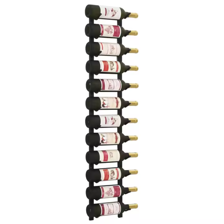 vidaXL Botellero de pared para 12 botellas hierro en color Negro/Dorado - 1