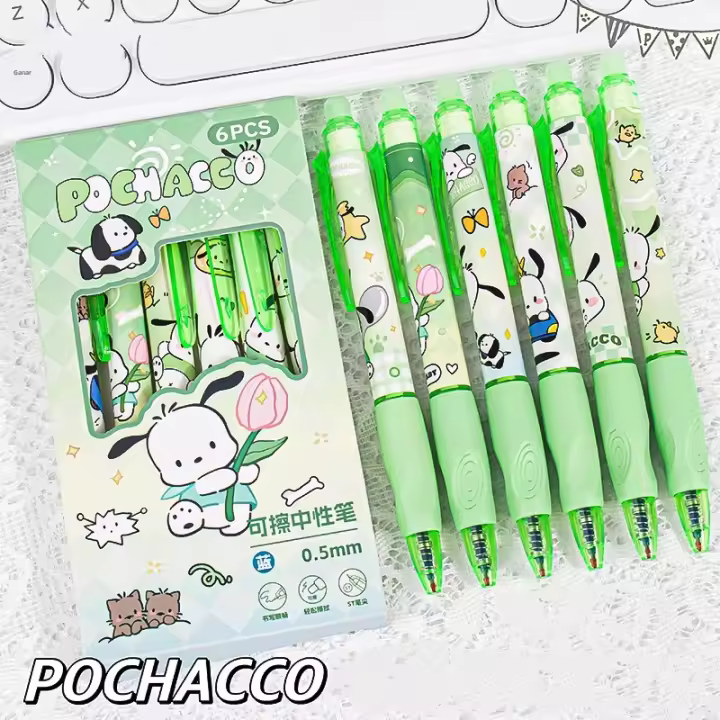 6pcs Bolígrafo De Gel Erasable Sanrio Kuromi Cinnamoroll Hello Kitty Para Estudiantes Suministros Escolares Oficina Colecciónista - 1