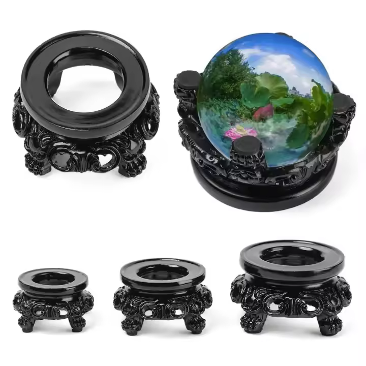 Nueva Base De Esfera De Cristal Negro Para Decoración De Escritorio Soporte De Globos De Hogar Con Pedestal Vacío Estilo Retro Y Nostálgico De Resina - 1
