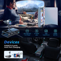 Adaptador De Cargador Para Coche 154W 9-en-1 QC3.0 PD USB 3 Enchufe Del Cigarrillo Divisor Con Interruptores Independientes Salida DC - details 1