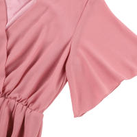Vestido De Mujer En Chiffon Blanco Para Verano 2024 Cuello V Manga Corta Ajustado Estilo Coreano Vintage Longitud De Pierna Vestido Formal - details 10
