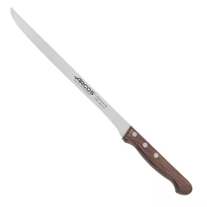Arcos Serie Atlantico - Cuchillo Jamonero Flexible - Hoja de Acero Inoxidable de 245 mm - Mango de madera Palisandro color marrón - 1