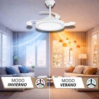 Ventilador de Techo con Luz LED 72W – Motor DC Silencioso – Aspas Retráctiles – 6 Velocidades, Luz Cálida, Día y Fría (3000K-4000K-6000K) – Temporizador – Ø102 cm, Mando Incluido [Clase de eficiencia energética E] - details 2