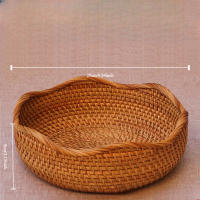 Cesta De Almacenamiento Hecha a Mano En Rattan Material Tejido Estilo Retro Para Frutas Y Agua Decorativa Cesta De Bambú Para El Hogar - details 5