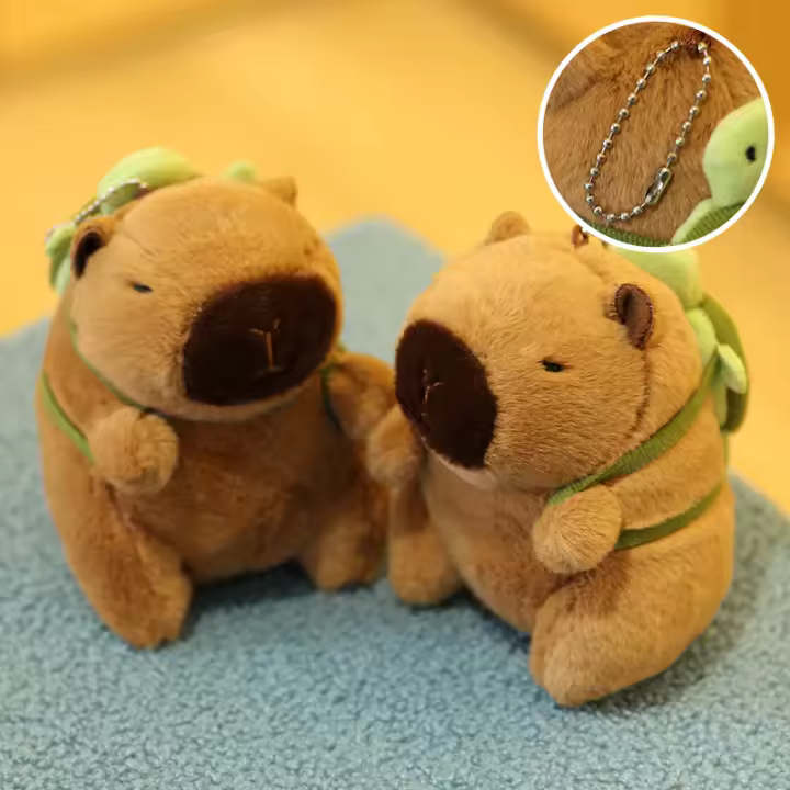 Llavero De Peluche Kawaii Capibara Con Tortuga Juguete De Simulación De Muñeca Creativa Regalo De Cumpleaños Para Adultos Material De Algodón PP - 1