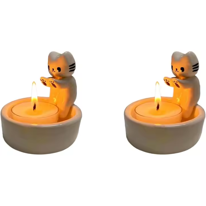 Candelabros de gato, candelabros con forma de patas de gato que calientan la vela, candelabros de té con forma de gatito, adornos para candelabros con forma de patas de gato que calientan la vela - 1