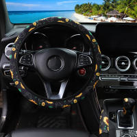 Cubierta De Volante Y Freno De Mano De Tela Con Diseño De Flor Y Red De Araña Sin Anillo Interior 3 Piezas Para Coche - details 9