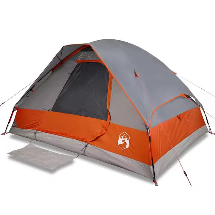 vidaXL Tienda familiar con cúpula impermeable 6 personas gris naranja - 1