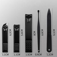 Juego De Aparadores De Uñas Profesionales En Acero Inoxidable Negro Para Uñas De Dedos Y Pies Cortador De Uñas Trimmer De Uñas - details 0