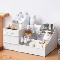 Organizador de escritorio para cosmeticos caja de almacenamiento con gran capacidad para maquillajes esmaltes de unas y joyeria organizador para maquillaje de plastico blanco - details 4