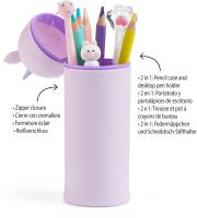 Estuche Portatodo De Silicona 2 en 1  Estuche Y Cubilete De Escritorio Unicornio Kawaii - MiquelRius - details 2