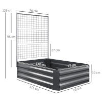 Outsunny Jardinera Exterior Grande de Acero Galvanizado Jardinera de Exterior con Celosía para Plantas Trepadoras y Fondo Abierto para Patio Terraza Balcón 80x115x125 cm Gris Oscuro - details 2