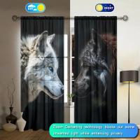 2pcs Cortina De Ventana Estampada En Estilo Lobo Blanco Y Negro Para Decoración Del Hogar Tratamiento De Ventana Para Dormitorio Oficina Y Cocina Material 100% Poliéster - details 2