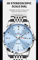 Reloj De Lujo PENGAGAR Para Hombre Resistente Al Agua Con Luminiscencia Fecha Día De La Semana Acero Inoxidable Reloj De Cuarzo Casual Con Caja - details 6