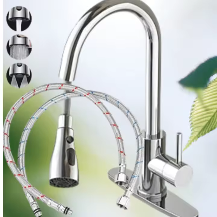 💦 GRIFO DE COCINA EXTENSIBLE – 3 MODOS, ACERO INOXIDABLE, GIRO 360°, GRIFO EXTRAÍBLE COCINA, GRIFO COCINA FREGADERO, GRIFOS DE COCINA FREGADERO, GRIFO MONOMANDO COCINA - 1