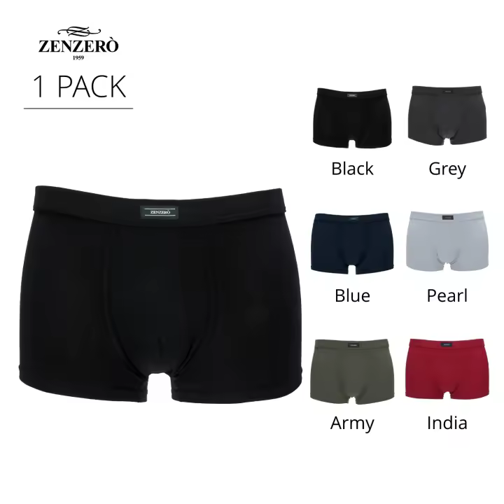 Z ZENZERO '1959 1 Pack Boxer Hombre Color Sólida Algodón Modal (Negro, M) - 1