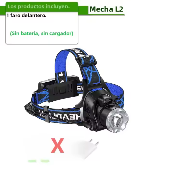 Linterna Frontal LED Recargable 18650 Potencia Máxima 9000000LM Para Pesca Y Camping Luz De Trabajo Profesional Impermeable Con Tres Modos De Iluminación - 1
