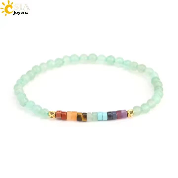 Pulsera De Piedra Natural CSJA Hechizos 7 Chakras Cristal Pulsera De 4mm Mini Hechizada Terciopelo Negro Ojo De Tigre Joyería De La Suerte Para Mujer - 1