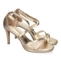 PuntoSalao Sandalias doradas de tacón medio de vestir para mujer S-2383 - Unas Sandalias de Tacón de Fiesta para Mujer  Diseño con Tiras Cruzadas  Comodas y Elegantes  Cierre de Hebilla. - details 0