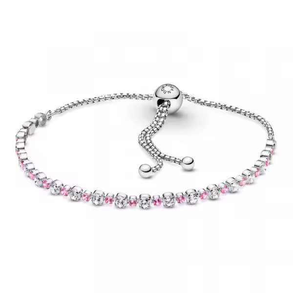Pandora - Pulsera rosa y transparente brillante con cierre deslizante 599377C02 - 1