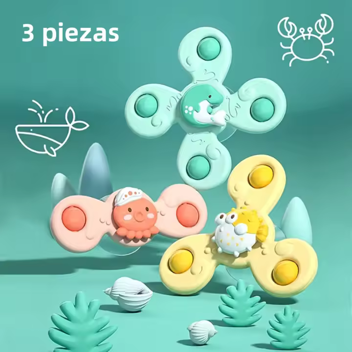 Juguete Educativo Para Baño De Bebé Ocean Cartoon Con Ventosas Giratorias Regalo Para Niños Juguetes Interactivos Para El Baño - 1
