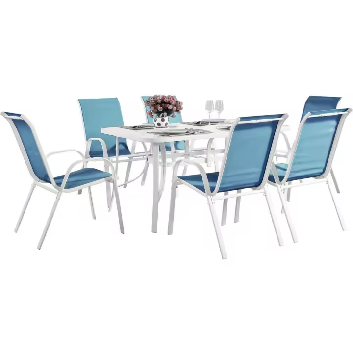 Conjunto De Jardín Mesa + 6 sillas de Textileno "Córdoba" - Azul - 1