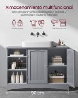 Mueble bajo Lavabo Extra Largo - Con 2 Puertas y Estantes Ajustables, Compartimentos Abiertos, Ideal para Baño, 90x30x60 cm - details 10