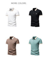 Camisa POLO Para Hombre Verano Moda Seda De Hielo Secado Rápido Manga Corta T-shirt Color Sólido Suelta Collar De Negocios Algodón Puro Top - details 4