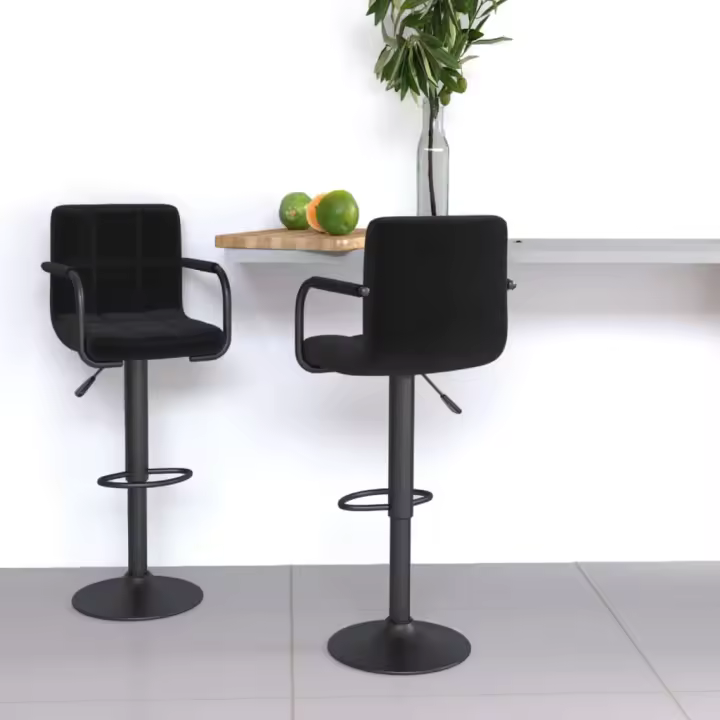 vidaXL Taburetes de cocina 2 unidades tela negro - 1