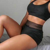 Shorts Deportivos De Cintura Alta Para Mujer Sexy Leggings De Gimnasia Y Yoga Transpirables Sólidas De Poliéster Fitness Briefs - details 3
