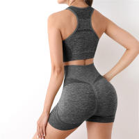Conjunto De Yoga Para Mujer 2PCS Sin Costuras Top De Manga Larga Y Leggings De Cintura Alta Deporte Fitness Gimnasio Ropa Deportiva Transpirable Y Cómoda - details 9