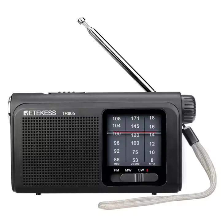 Retekess TR605 Radio Portátil FM/MW/SW Con Batería Recargable Y Altavoz Loud Speaker Para Ancianos Antena Externa De 1/4 De Pulgada Luz De Emergencia Y Buzzer - 1