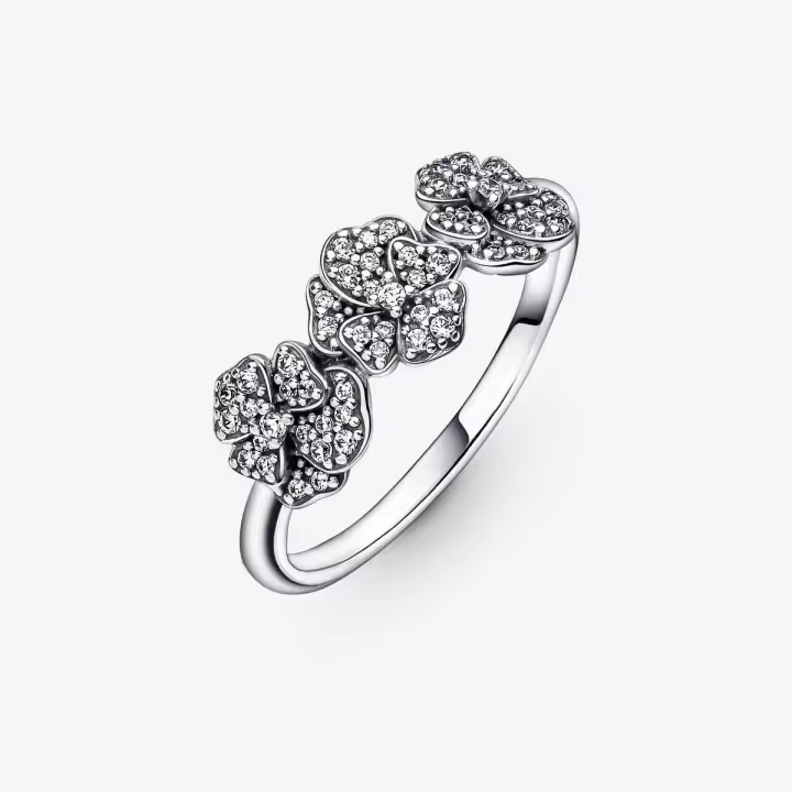 Anillo Pandora Triple Flor Pensamiento 190786C01 - 1