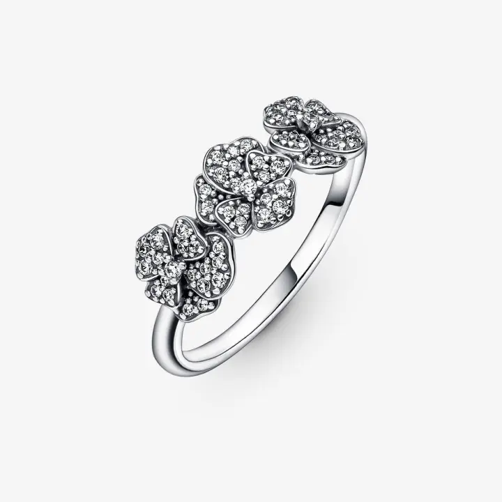 Anillo Pandora Triple Flor Pensamiento 190786C01 - 1
