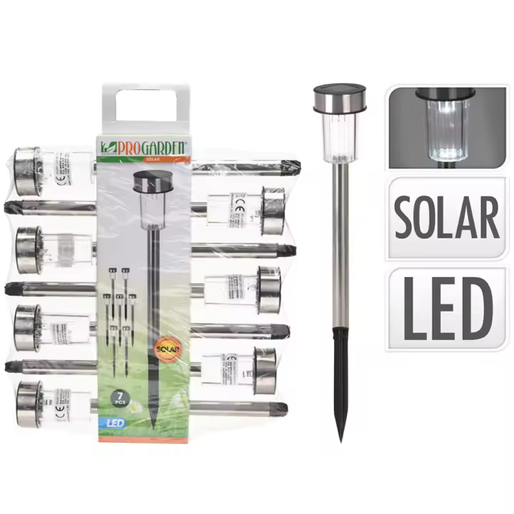 Luces Solares Inoxidables 36cm Caja 7 Autónomas y Ecológicas - 1