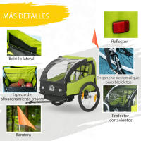 HOMCOM Remolque de Bicicleta para Niños +18 Meses Cochecito para Transporte de 2 Plazas con Cinturón de Seguridad Espacio de Almacenamiento y Sistema de Amortiguador 140x88x90 cm - details 4