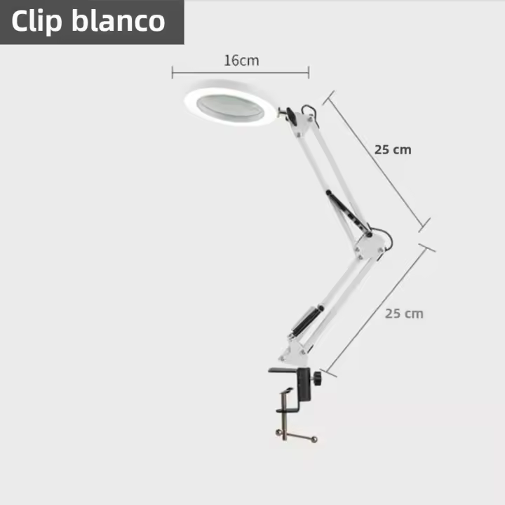 BIT Lupa con luz LED 2 en 1, lámpara de escritorio con 3 modos de Color, regulable, sin escalonamiento, manos libres, 5X - 1