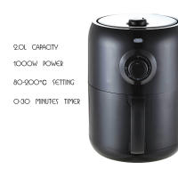 Freidora de Aire 2L 1000W, Freidora Sin Aceite, Mini Freidora para 1, 2 o 3 Personas, Antiadherente, Temporizador y Temperatura Ajustable, con Rejilla, Air Fryer 2 litros Facil de Usar y limpiar. Freidora Sencilla, Económica y Practica. - details 2