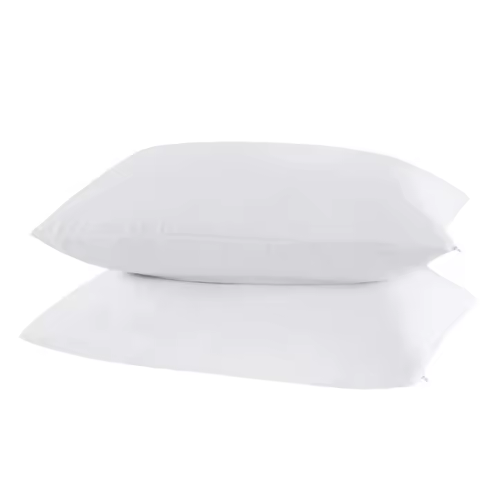 Funda De Almohada Impermeable 2PC Blanco Anti-Moluscos Protección Contra Pulgas Tela De Poliéster 100% Cierre De Cremallera Estilo Sólido Para Hogar Hotel - 1