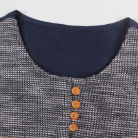 Camiseta De Hombre Talla US Con Botones Y Patchwork Estilo Hip Hop Manga Larga Cuello Redondo Casual Para Primavera Otoño - details 5