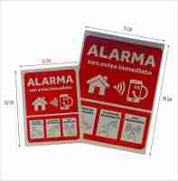 Protege-t Pack 2 Carteles Alarma Conectada, Efecto Metálico, Cartel Rígido 21x29cm + 15x20cm, Material Resistente - details 1