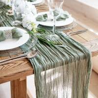 Corredor De Mesa De Queso 10FT En Rosa Tenuis Bohemio 1PC Para Fiestas Y Uso Rustico Tejido De Poliéster Sólido - details 14
