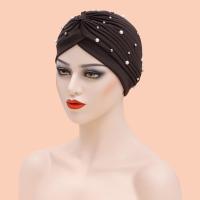 1PC Turban Musulmán De Moda Con Perlas Hijab Interna Para Mujer Arabesca Cubierta De Cabeza Femme Wrap Headwear Polyester - details 5