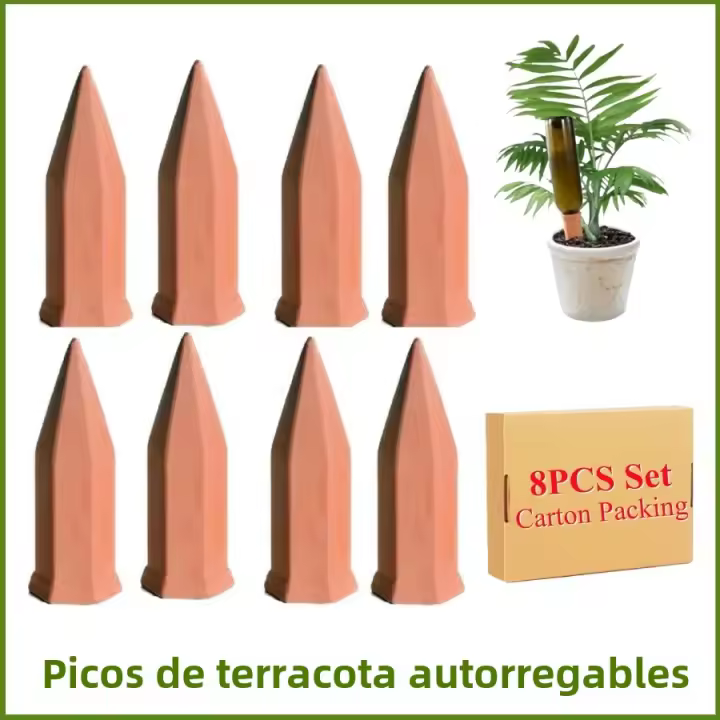 8 PCS Pitones De Terracota Autoidrantes Para Jardín Hogar Dispositivo De Riego Por Goteo Herramienta De Stakes De Vacaciones - 1