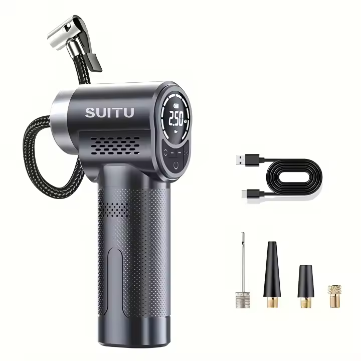 Rosa Eterna Compresor de Aire portátil, Batería recargable USB, Inflador de neumáticos inalámbrico con Pantalla digital, Bomba de aire de alta presión automática, para neumáticos de Automóviles Eléctricos, Voltaje de funcionamiento DC7.4V - 1