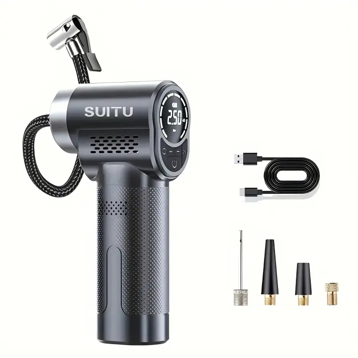 Rosa Eterna Compresor de Aire portátil, Batería recargable USB, Inflador de neumáticos inalámbrico con Pantalla digital, Bomba de aire de alta presión automática, para neumáticos de Automóviles Eléctricos, Voltaje de funcionamiento DC7.4V - 1